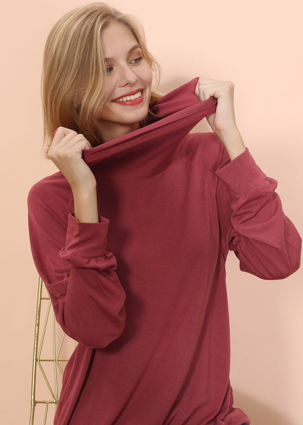 Jersey de manga larga con cuello vuelto