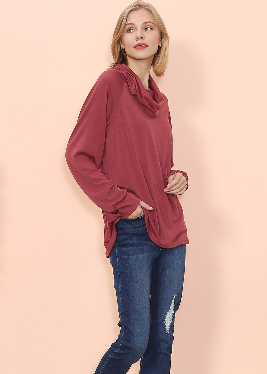 Jersey de manga larga con cuello vuelto