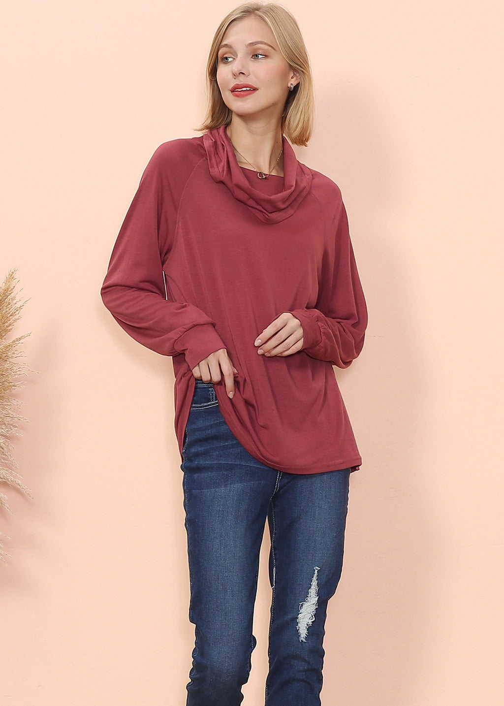 Jersey de manga larga con cuello vuelto