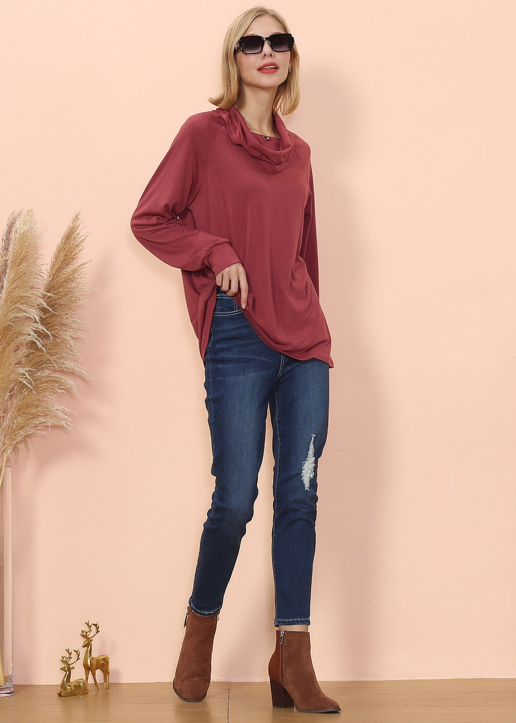Jersey de manga larga con cuello vuelto