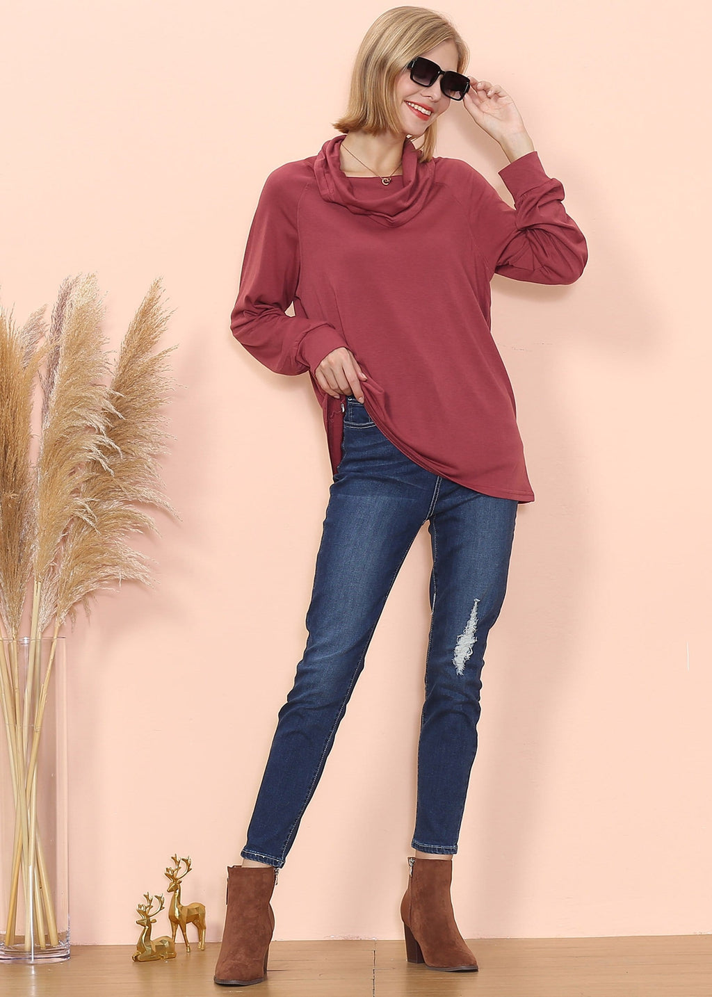 Jersey de manga larga con cuello vuelto