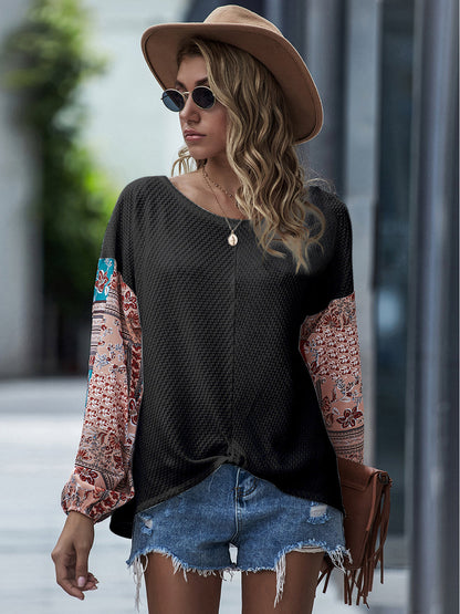 Jersey con mangas abullonadas y estampado paisley