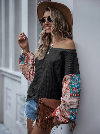 Jersey con mangas abullonadas y estampado paisley