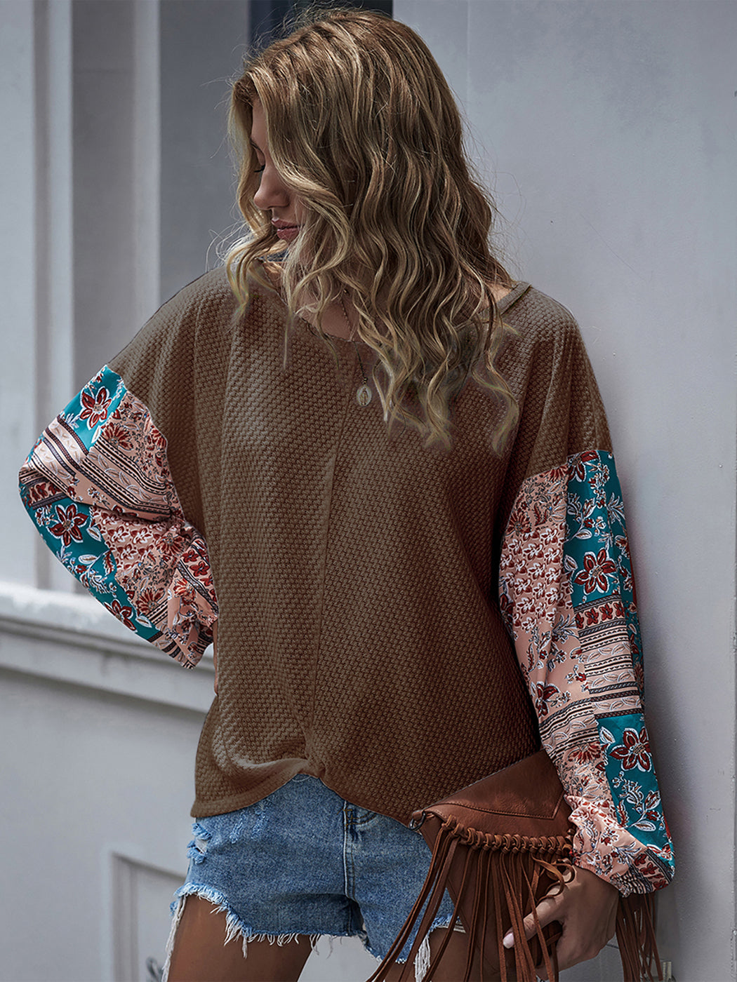 Jersey con mangas abullonadas y estampado paisley