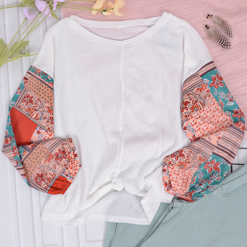 Jersey con mangas abullonadas y estampado paisley