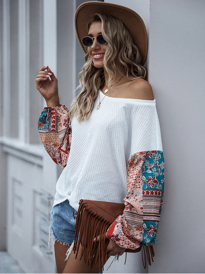 Jersey con mangas abullonadas y estampado paisley