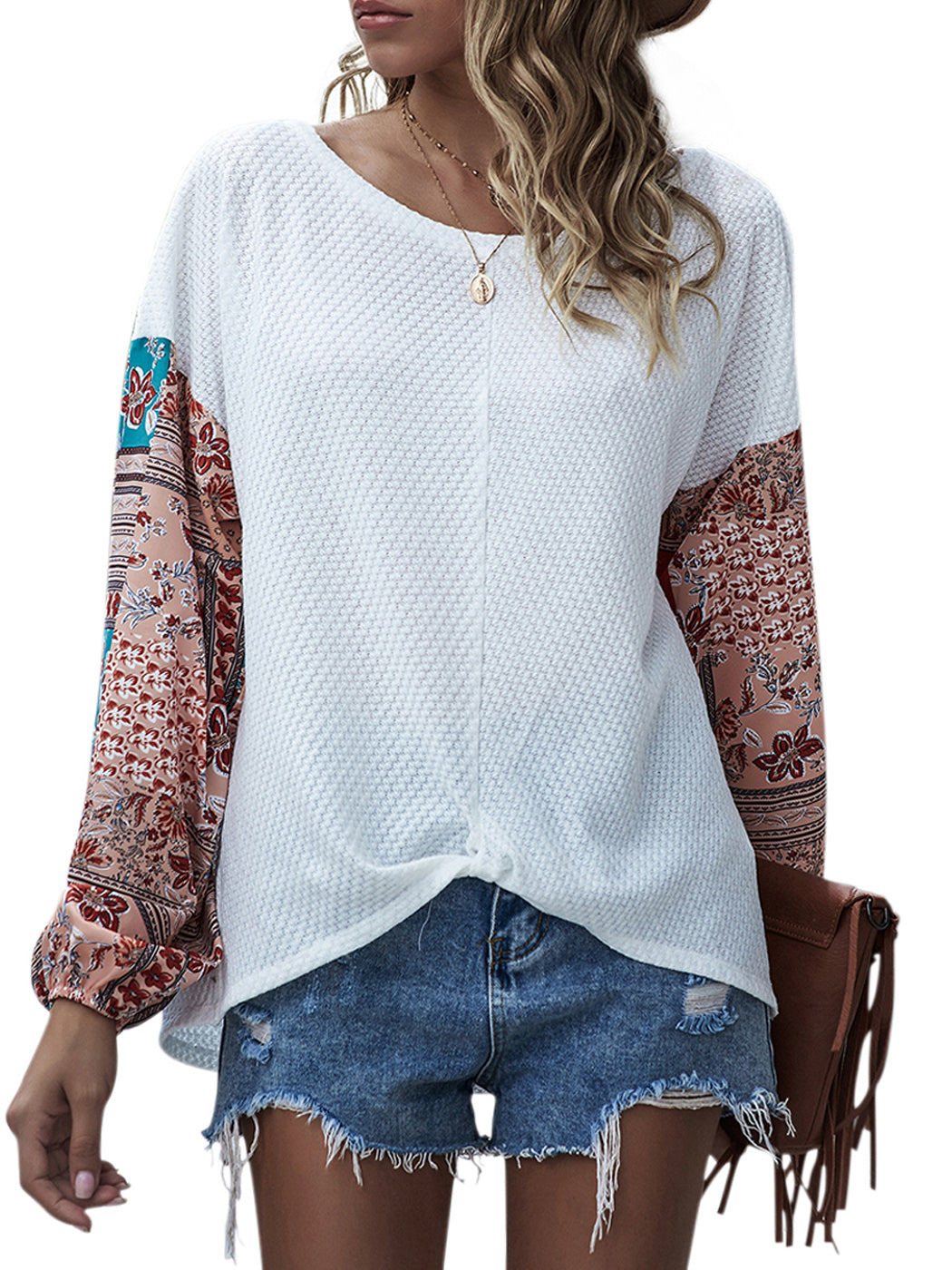 Jersey con mangas abullonadas y estampado paisley
