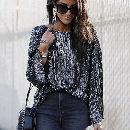 Sparkle Sequin Date Night Tunic Pullover