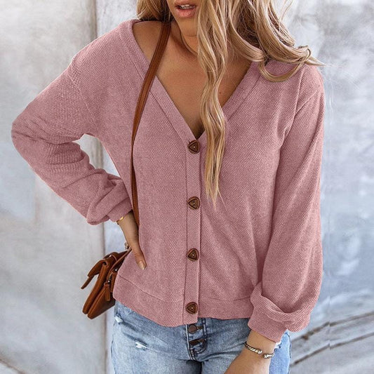 Textured Mauve Button Cardigan