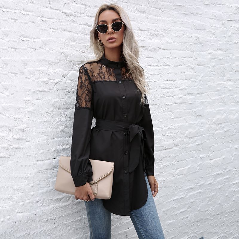 Mandarin Collar Button Down Blouse