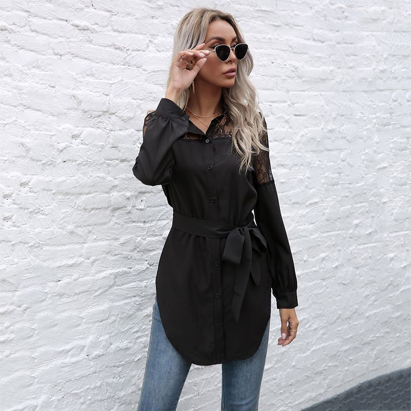 Mandarin Collar Button Down Blouse