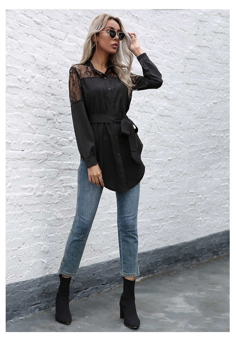 Mandarin Collar Button Down Blouse