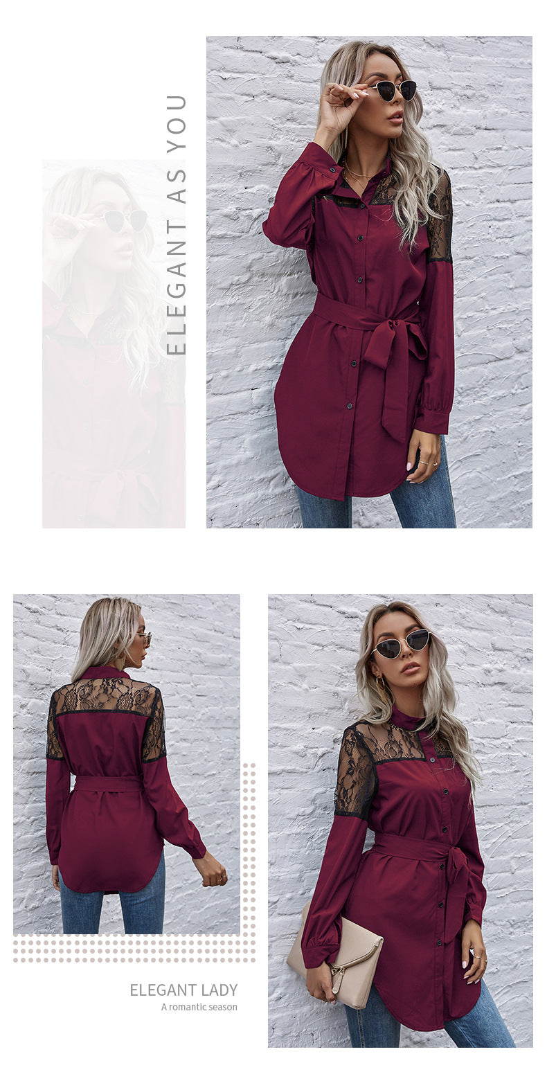 Mandarin Collar Button Down Blouse