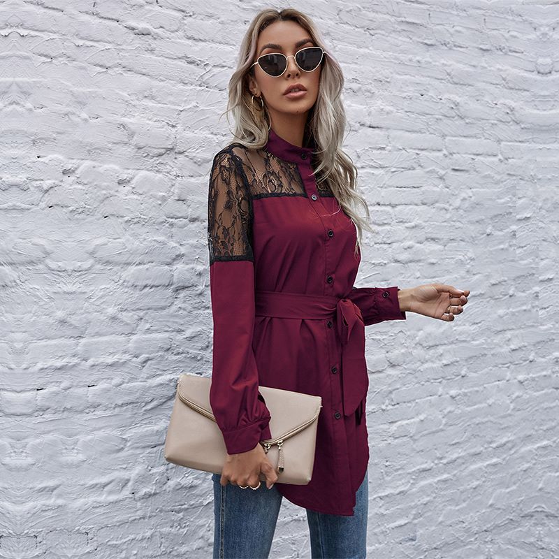 Mandarin Collar Button Down Blouse