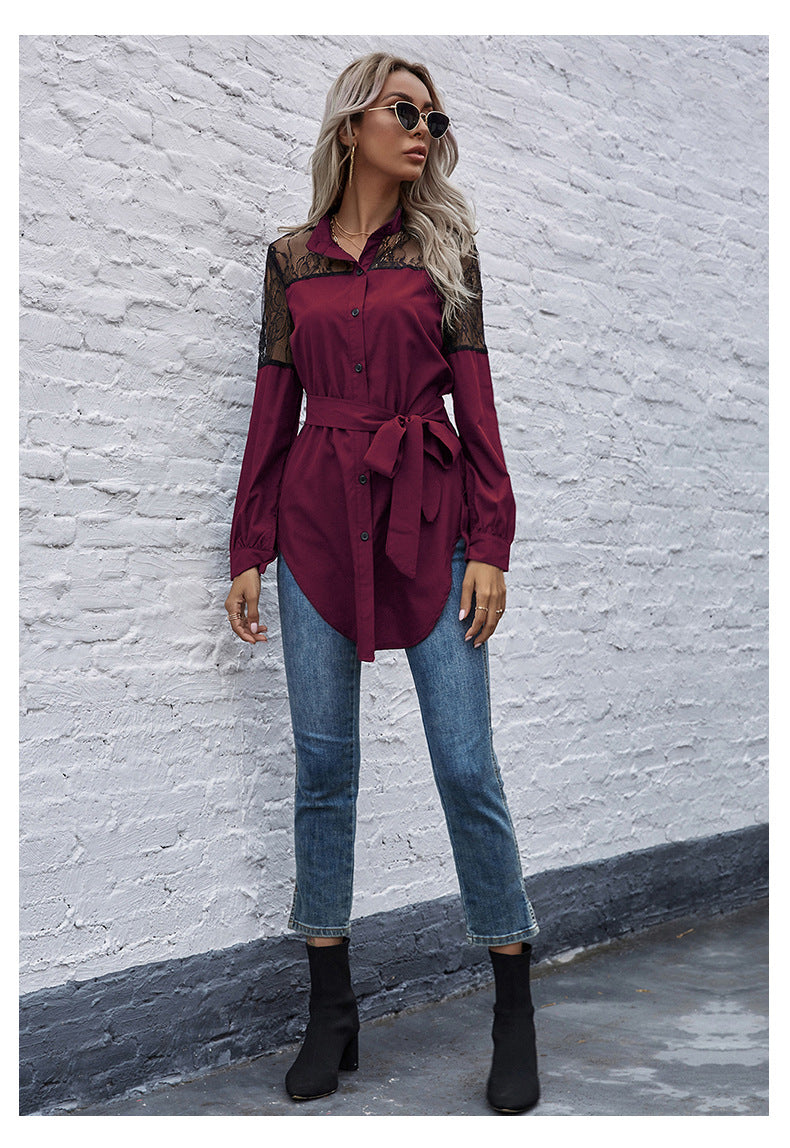 Mandarin Collar Button Down Blouse