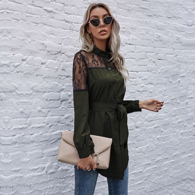 Mandarin Collar Button Down Blouse