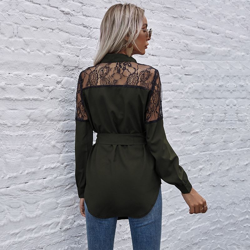 Mandarin Collar Button Down Blouse