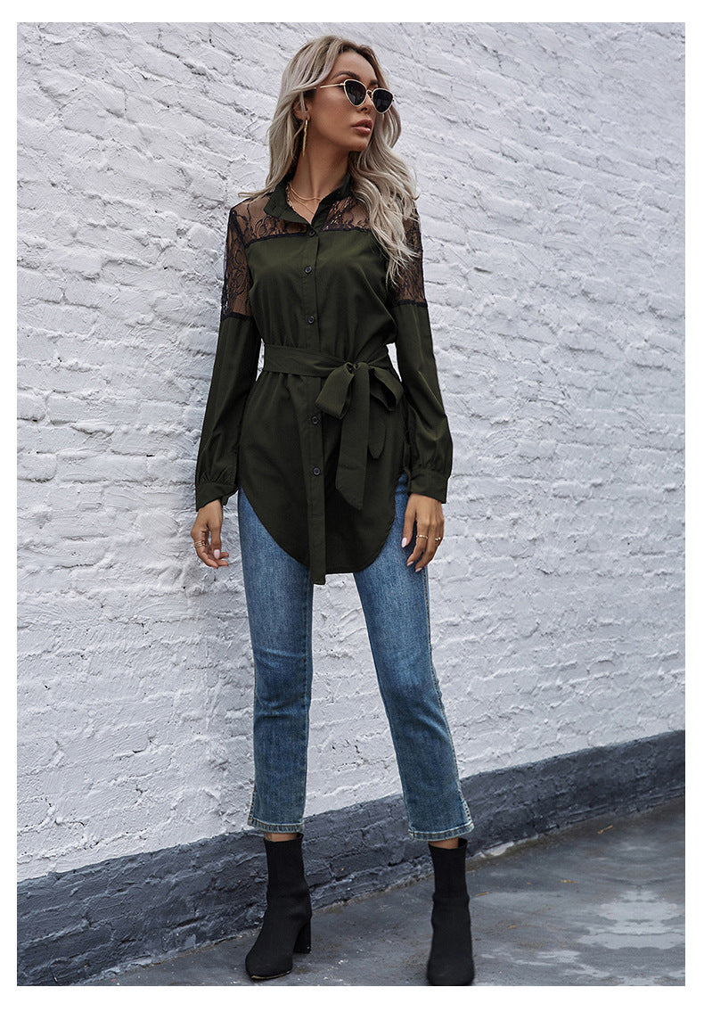 Mandarin Collar Button Down Blouse