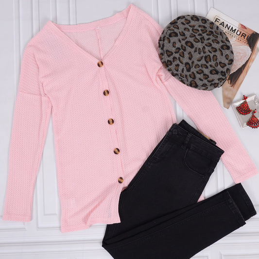 Layering Button Up Textured Tunic