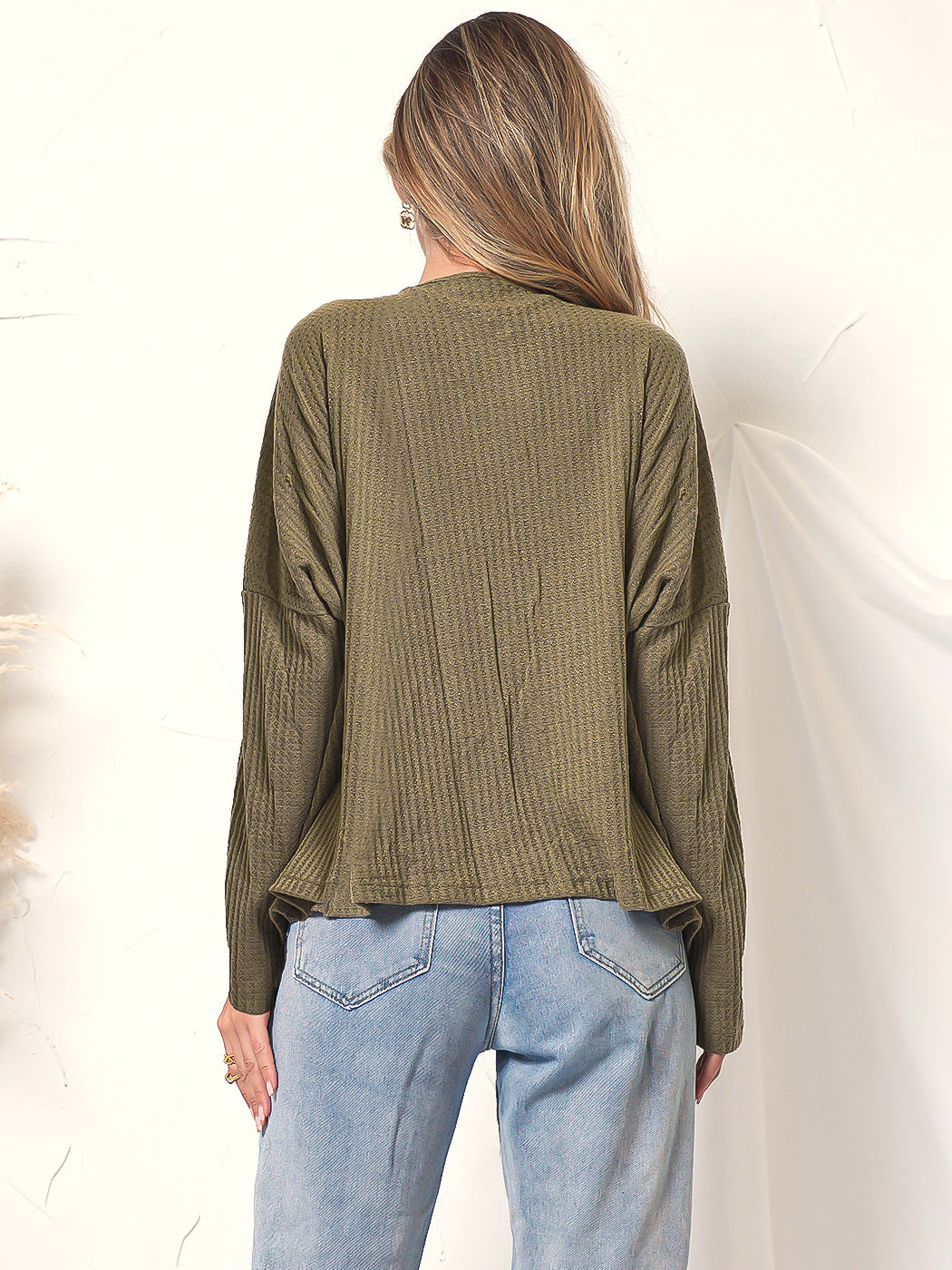 Wrap Front Waffle Knit Sweater
