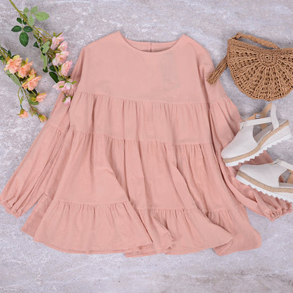 Blusa de manga larga con volantes fruncidos 
