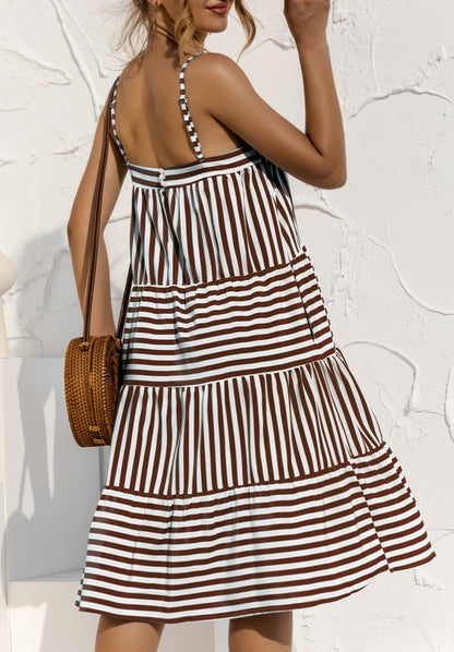 Striped Spring Ruffle Babydoll Dress