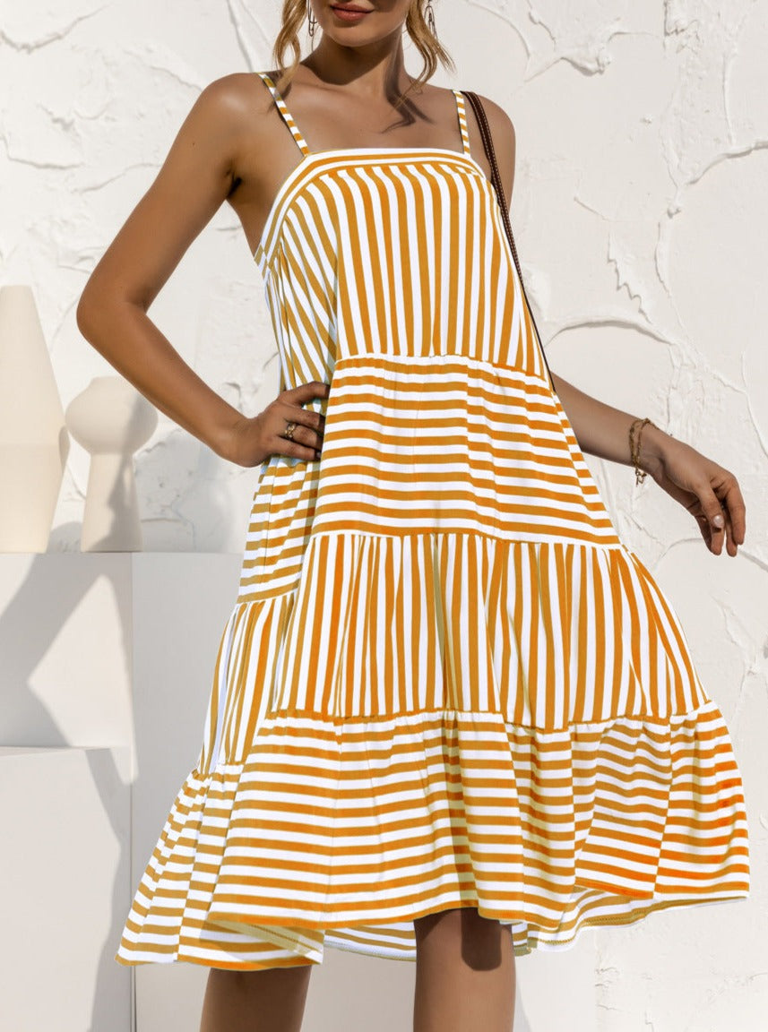 Striped Spring Ruffle Babydoll Dress