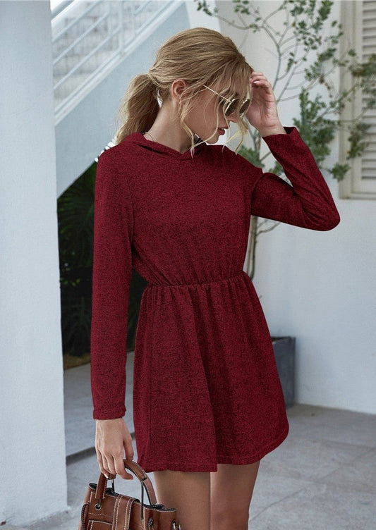 Vestido ligero de manga larga con capucha para primavera