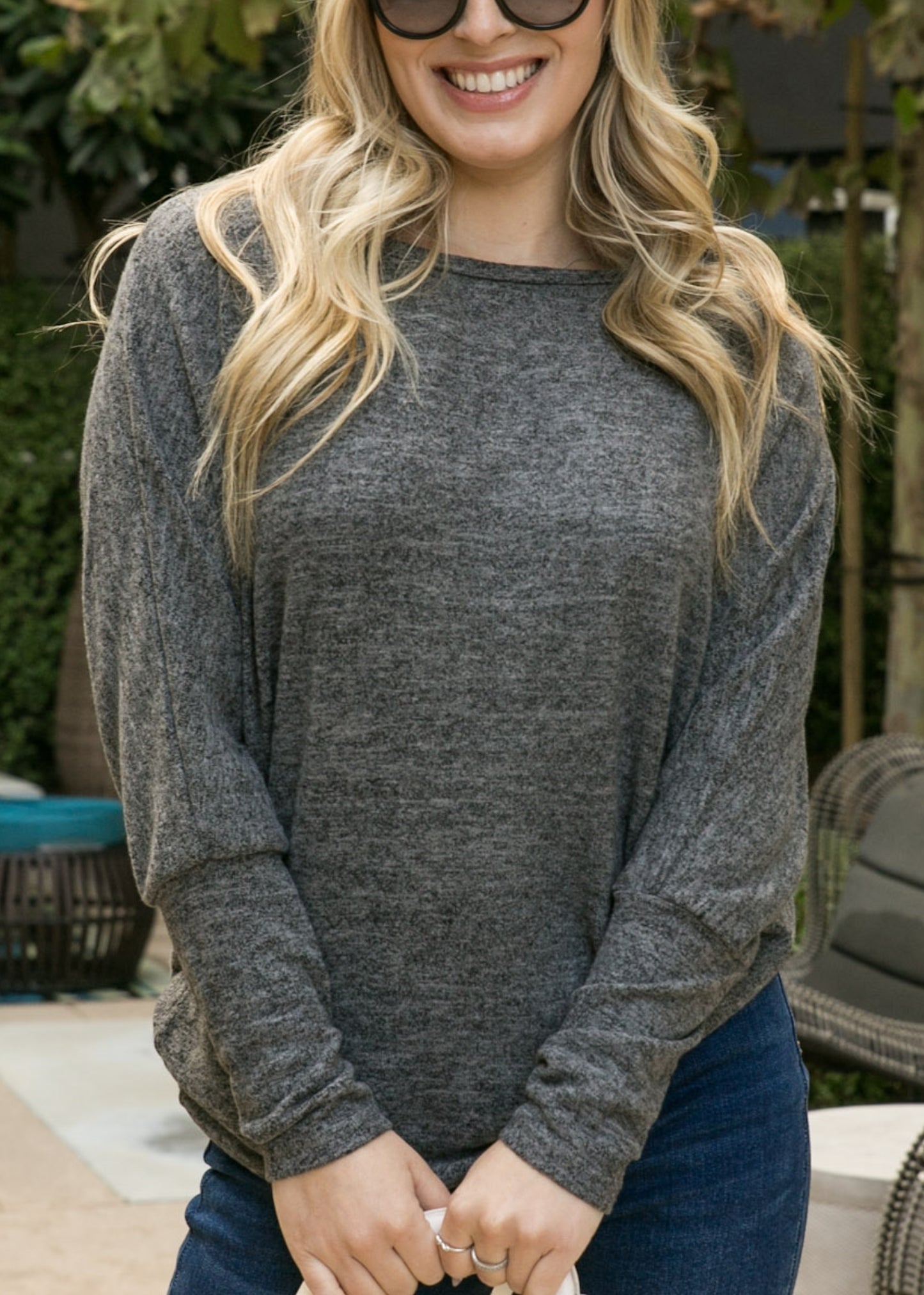 Heather Knit Boatneck Pullover