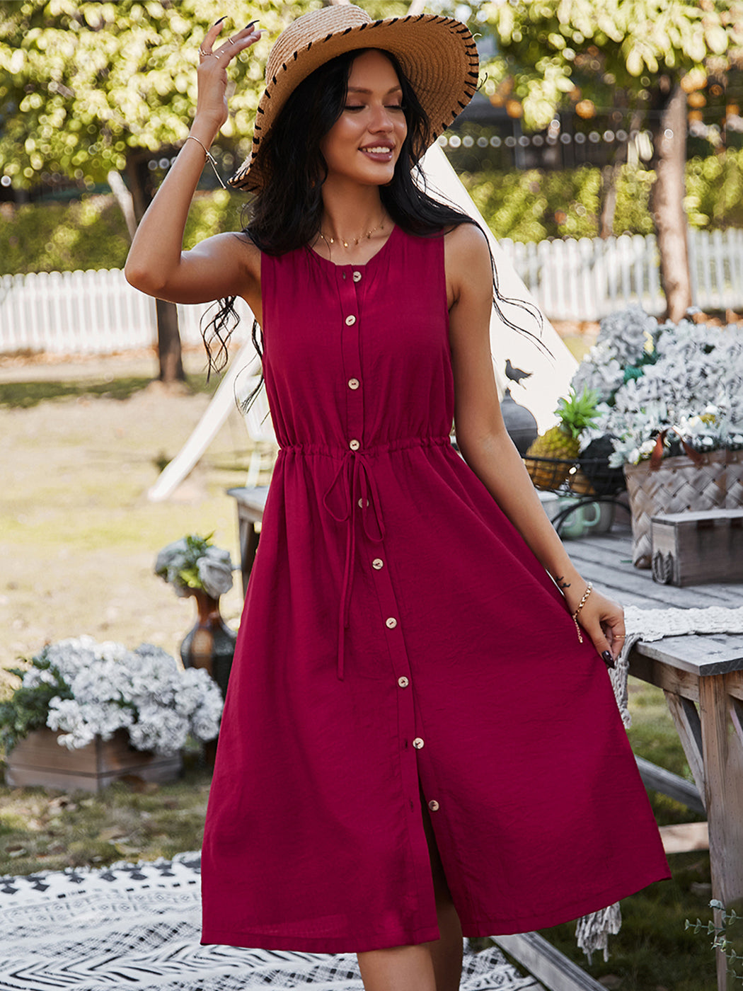 Button Down Adjustable Dress