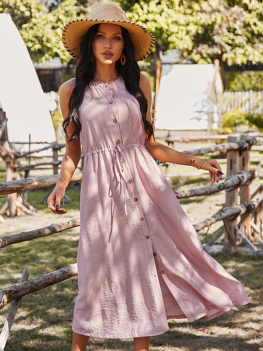 Button Down Adjustable Dress