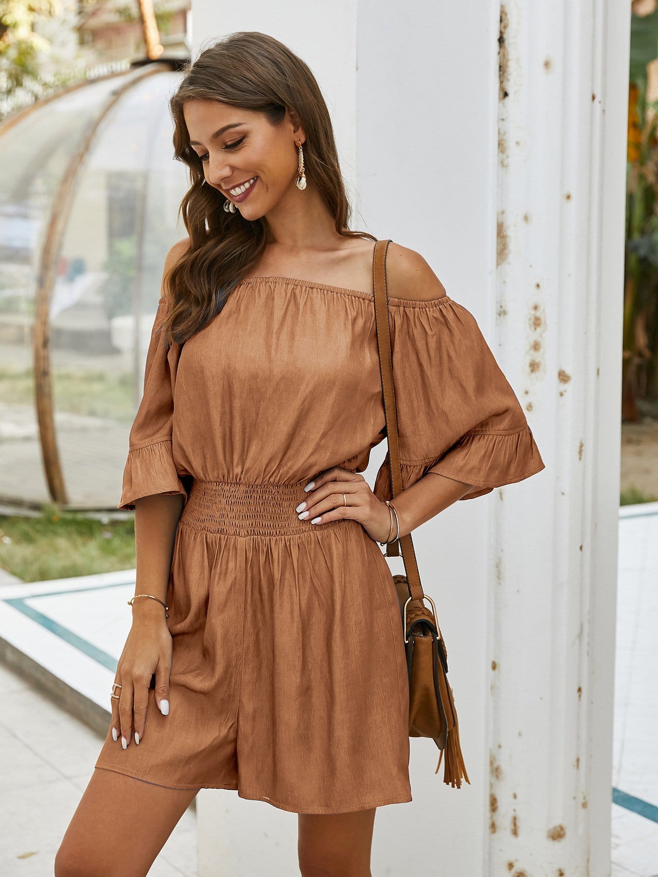 Cold Shoulder Ruffle Romper