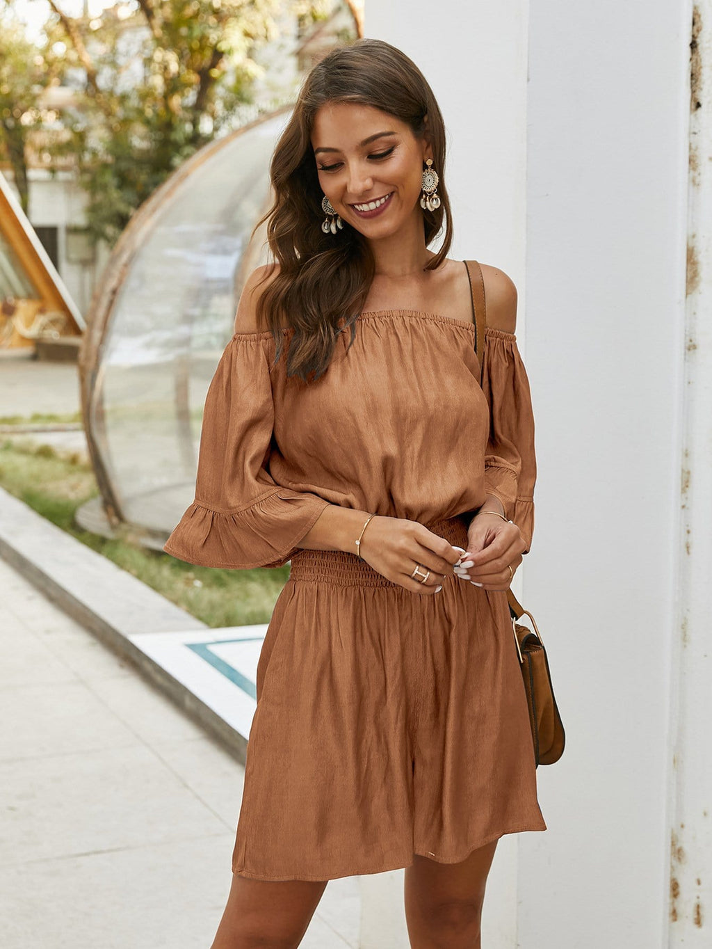 Cold Shoulder Ruffle Romper