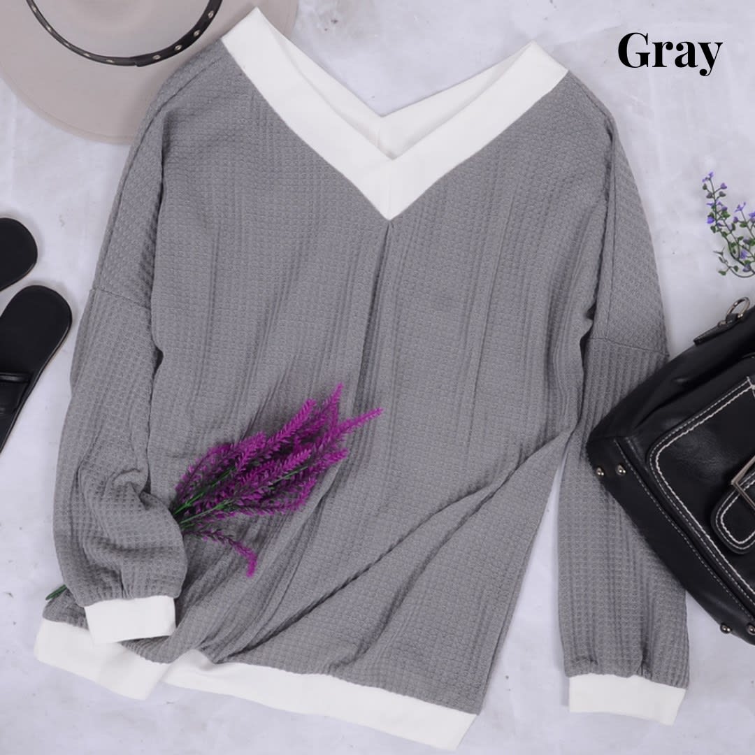 Off Shoulder Contrast Detail Sweater