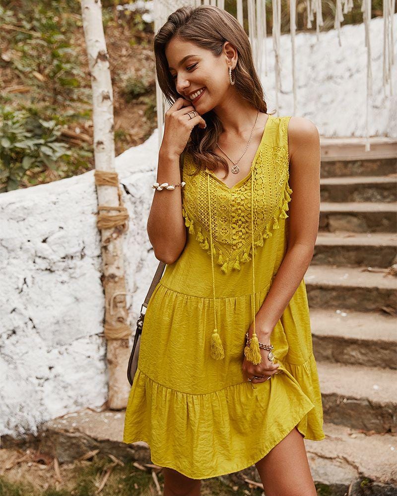 Vestido túnica con volantes Go With the Flow