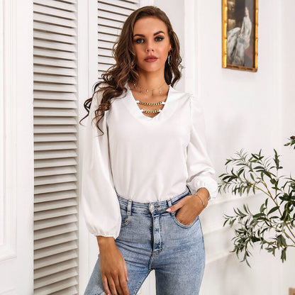 Chain Puffed Sleeve Blouse