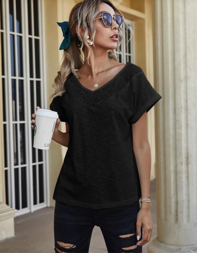 Camiseta Dolman con canesú de encaje