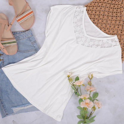 Camiseta Dolman con canesú de encaje