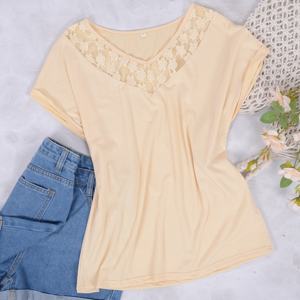 Camiseta Dolman con canesú de encaje