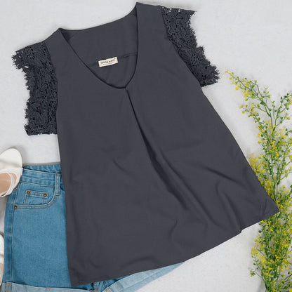 Lace Pleated Tank Blouse
