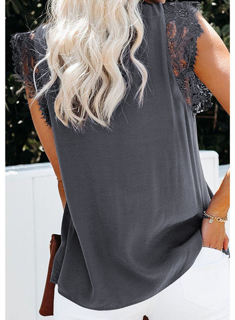 Blusa de tirantes plisada con encaje