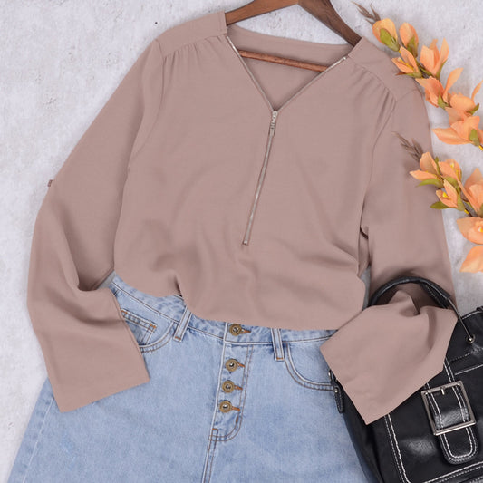 Zip Up Spring Blouse