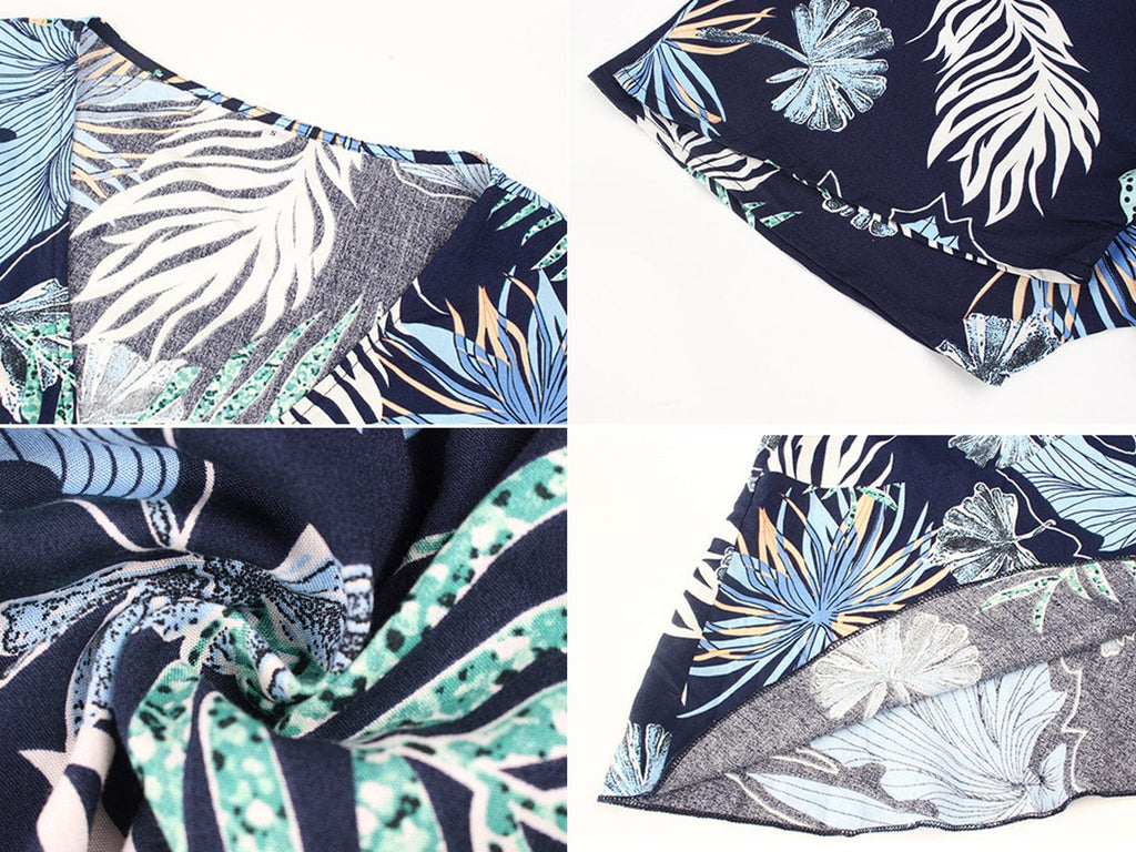 Vestido cruzado de verano con estampado tropical 