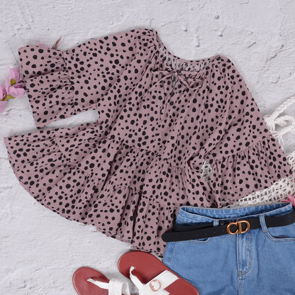 Ruffle Flared Dot Blouse