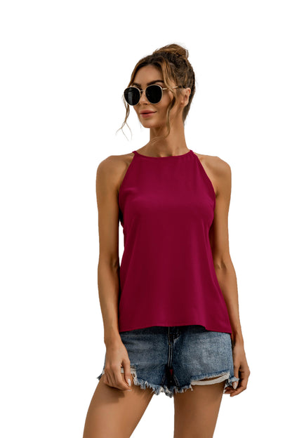 Top Halter de Color Sólido 