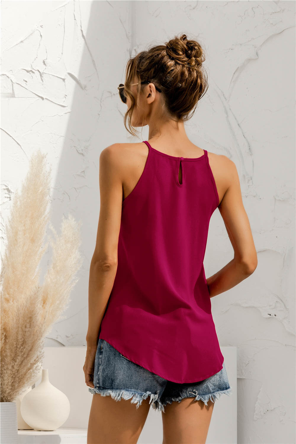 Top Halter de Color Sólido 
