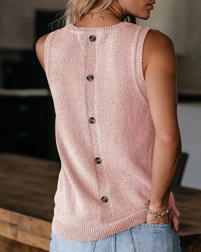 Button Back Knitted Tank