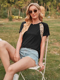 Camiseta de lujo con estampado de leopardo en contraste