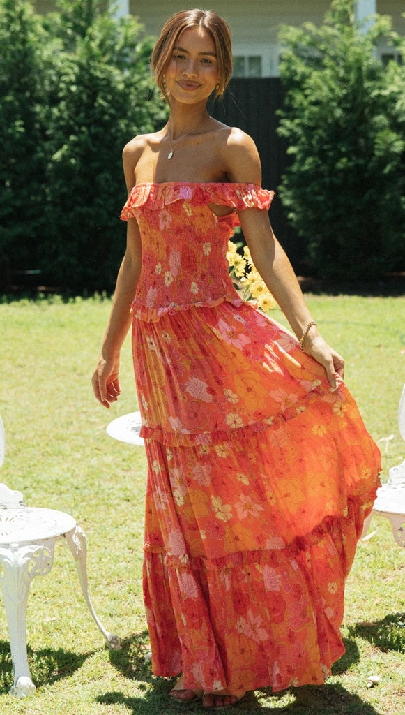 Vestido floral fruncido con tirantes 
