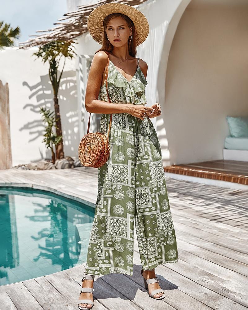 Mono de verano con volantes de cachemira